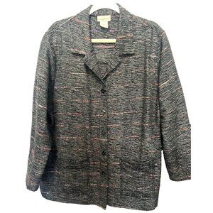 Travel‎ Smith Women's Jacket XL Pink Coral Black Textured Multicolor Blazer VTG